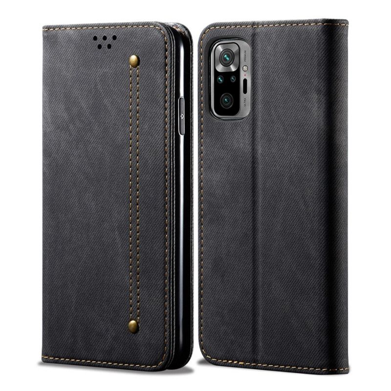 Folio-hoesje voor Xiaomi Redmi Note 10 / Note 10S Donkerblauw Zwart Jeansstof