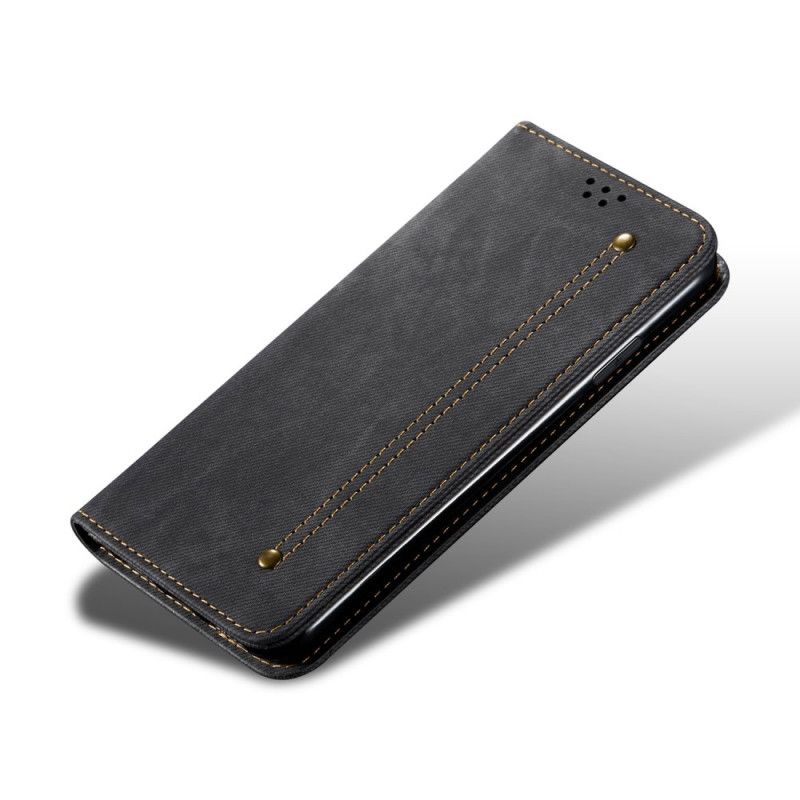Folio-hoesje voor Xiaomi Redmi Note 10 / Note 10S Donkerblauw Zwart Jeansstof