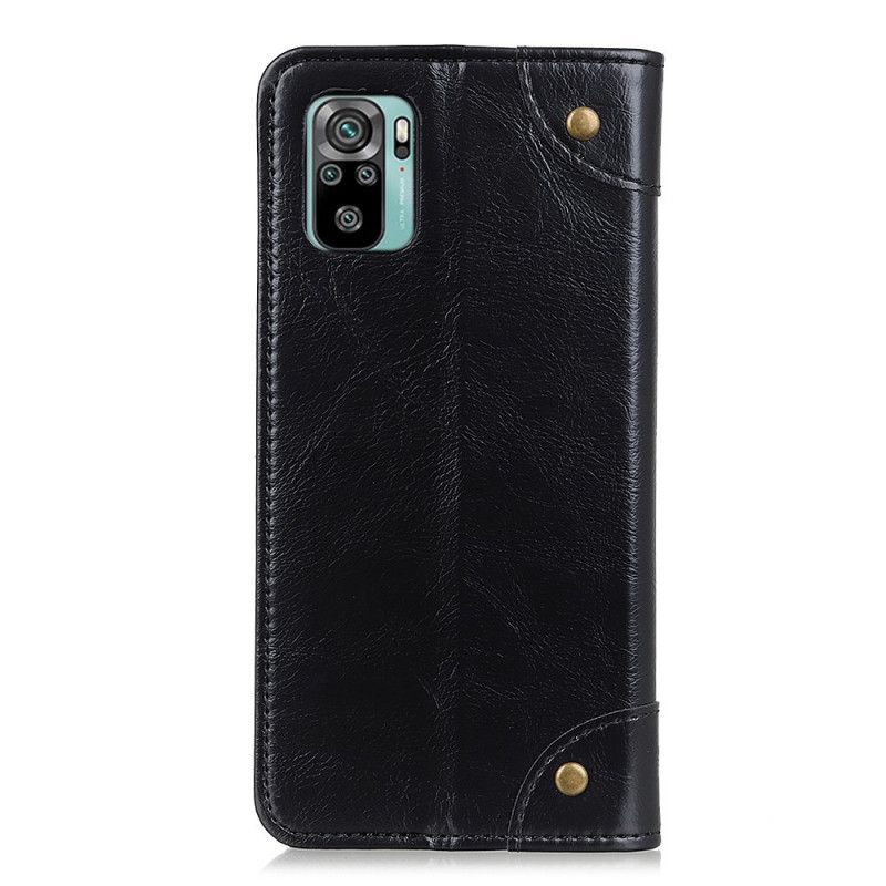 Folio-hoesje Xiaomi Redmi Note 10 / Note 10S Donkerblauw Zwart Vintage Splitleren Klinknagels