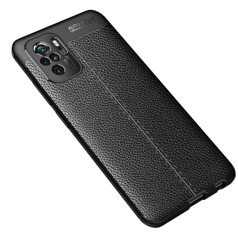 Hoesje voor Xiaomi Redmi Note 10 / Note 10S Rood Zwart Dubbellijns Lychee Leereffect