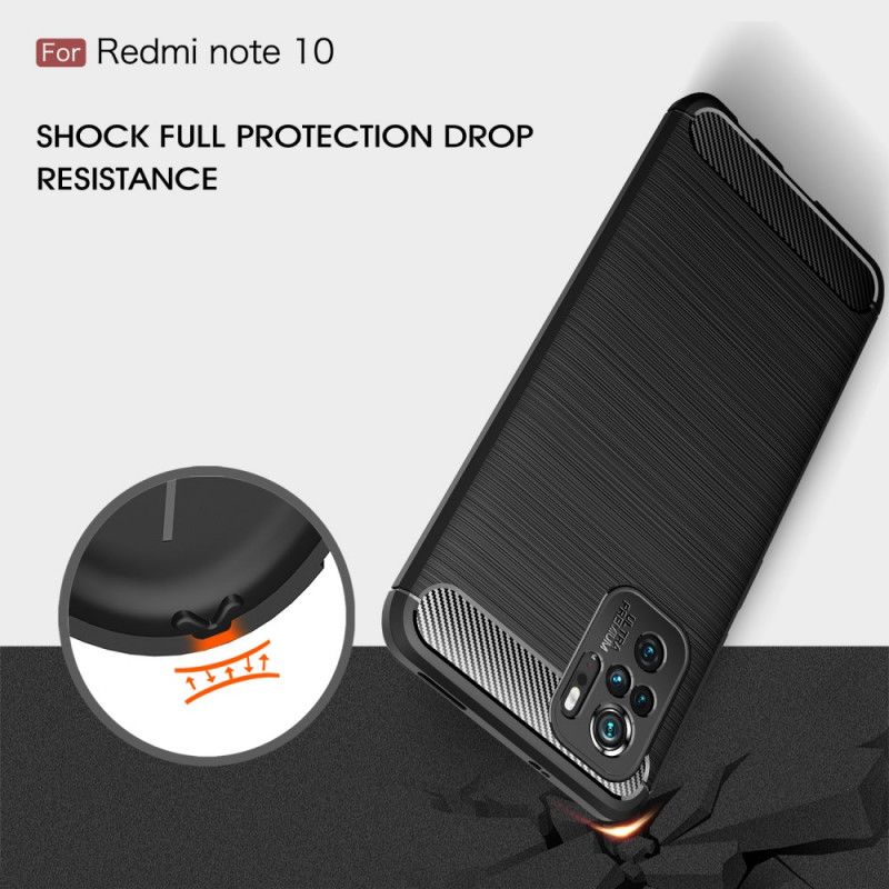 Hoesje voor Xiaomi Redmi Note 10 / Note 10S Rood Zwart Geborsteld Koolstofvezel