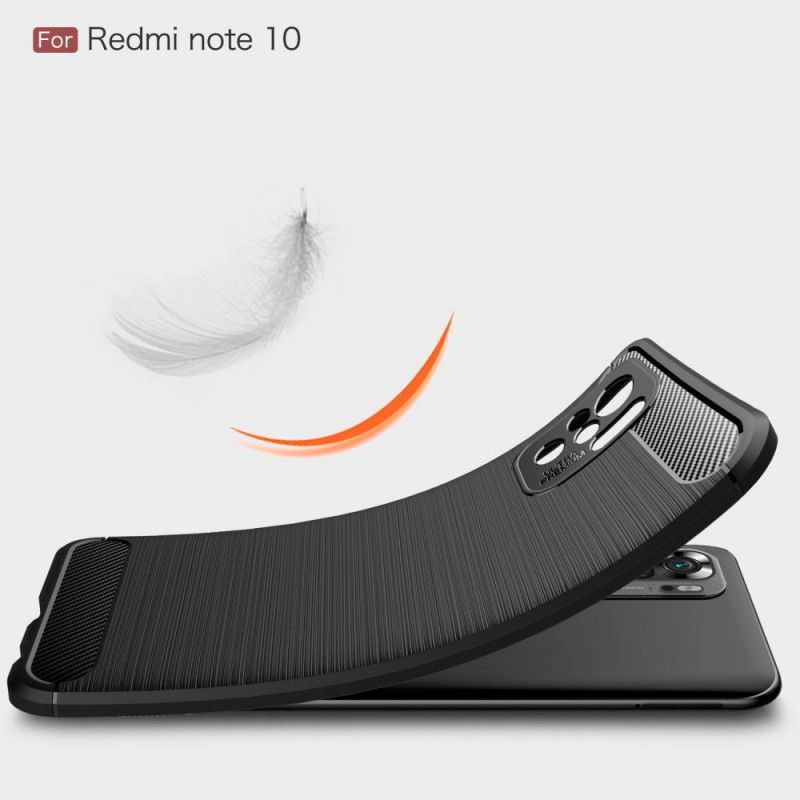 Hoesje voor Xiaomi Redmi Note 10 / Note 10S Rood Zwart Geborsteld Koolstofvezel