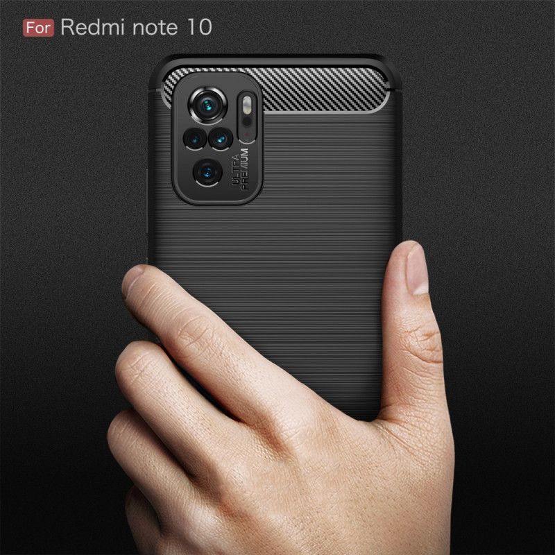 Hoesje voor Xiaomi Redmi Note 10 / Note 10S Rood Zwart Geborsteld Koolstofvezel