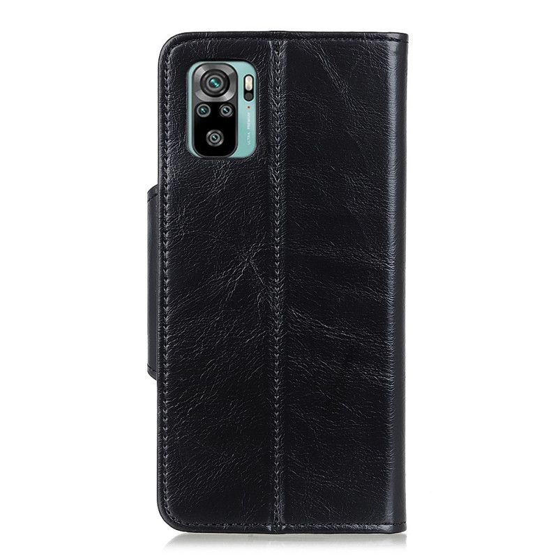 Leren Hoesje voor Xiaomi Redmi Note 10 / Note 10S Donkerblauw Zwart Khazneh