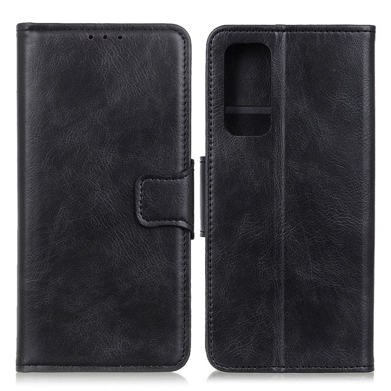 Leren Hoesje voor Xiaomi Redmi Note 10 / Note 10S Groen Zwart Omkeerbare Sluiting In Leereffect