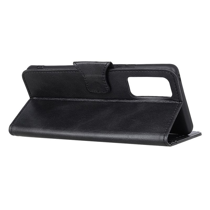 Leren Hoesje voor Xiaomi Redmi Note 10 / Note 10S Groen Zwart Omkeerbare Sluiting In Leereffect