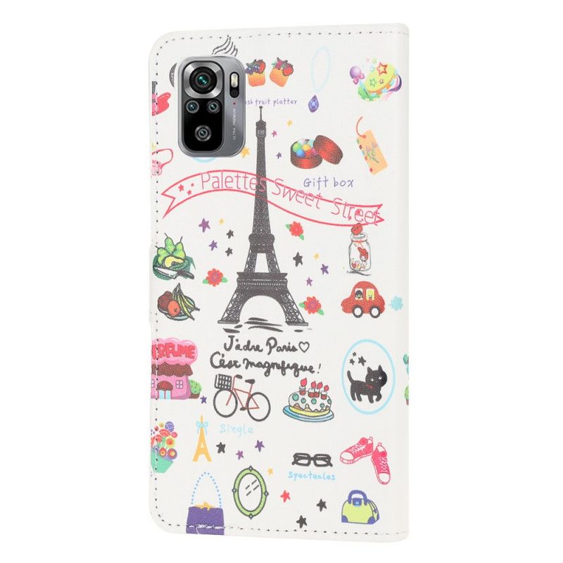 Leren Hoesje voor Xiaomi Redmi Note 10 / Note 10S Ik Hou Van Parijs