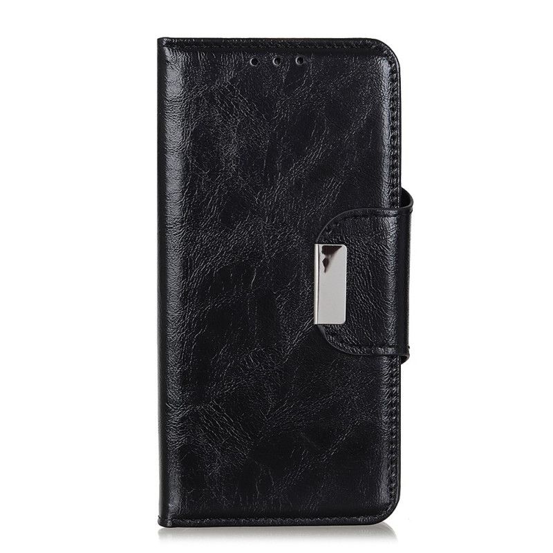 Leren Hoesje voor Xiaomi Redmi Note 10 / Note 10S Lichtblauw Zwart Kunstleer 6 Kaarthouders