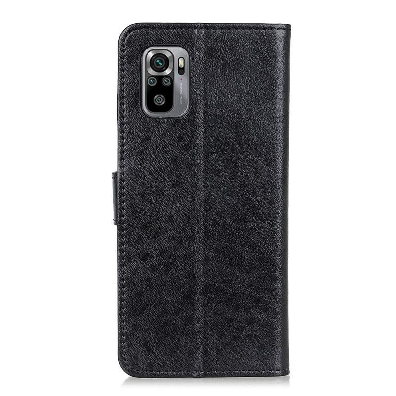 Leren Hoesje voor Xiaomi Redmi Note 10 / Note 10S Rood Zwart Gestructureerd Kunstleer