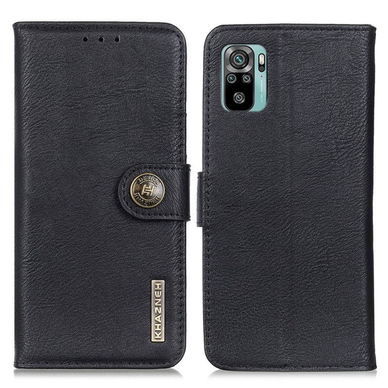 Leren Hoesje Xiaomi Redmi Note 10 / Note 10S Grijs Zwart Telefoonhoesje Khazneh Kunstleer