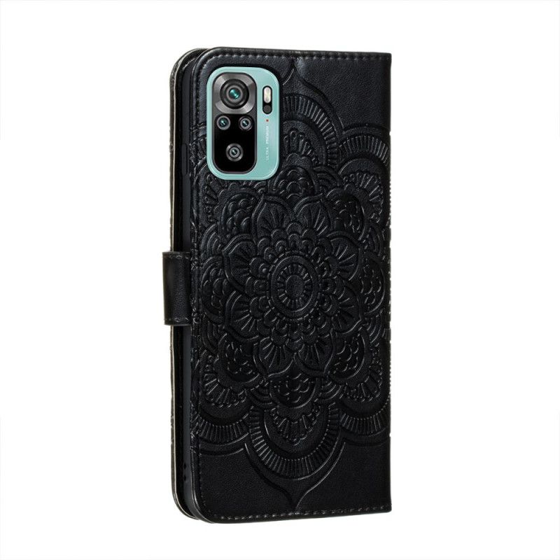 Leren Hoesje Xiaomi Redmi Note 10 / Note 10S Grijs Zwart Telefoonhoesje Volledige Mandala