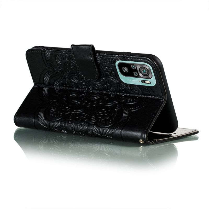 Leren Hoesje Xiaomi Redmi Note 10 / Note 10S Grijs Zwart Telefoonhoesje Volledige Mandala