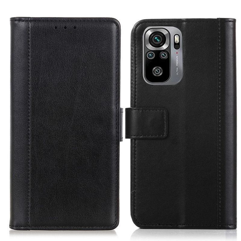 Leren Hoesje Xiaomi Redmi Note 10 / Note 10S Groen Zwart Telefoonhoesje Splitleder Stijl