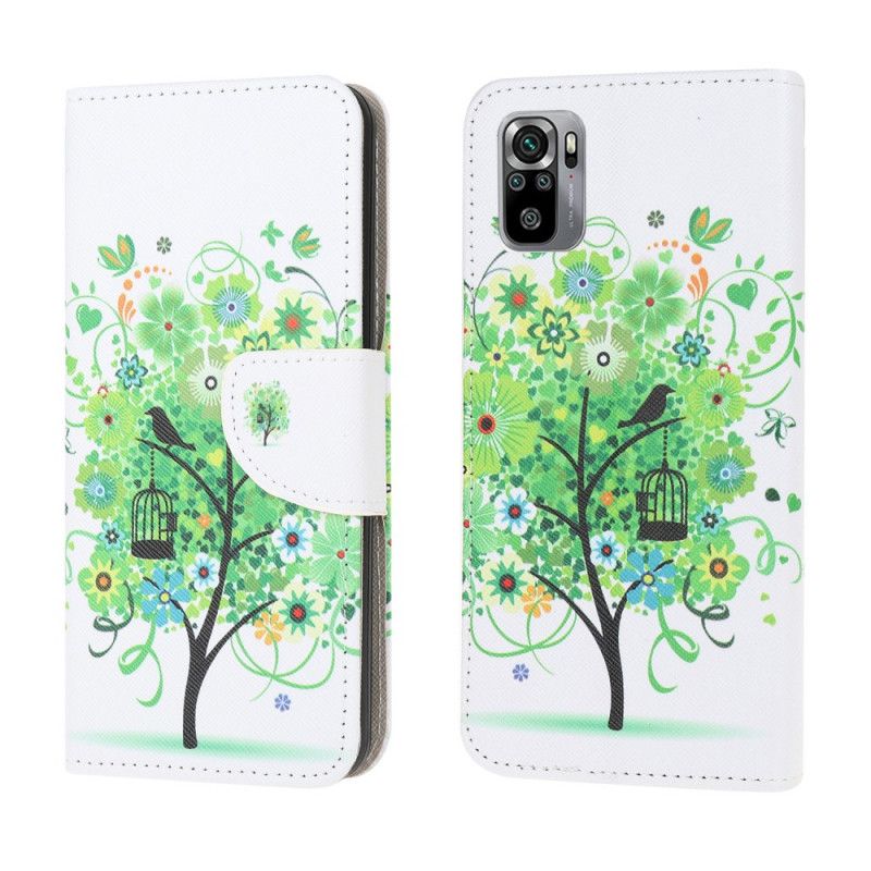 Leren Hoesje Xiaomi Redmi Note 10 / Note 10S Groene Boom