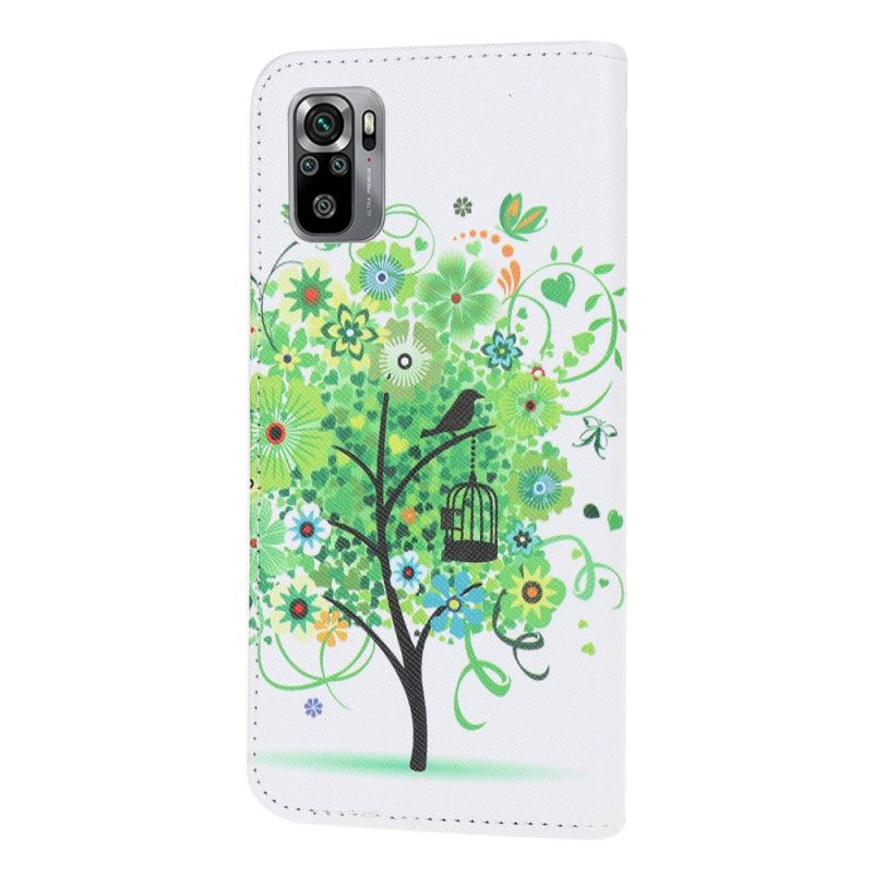 Leren Hoesje Xiaomi Redmi Note 10 / Note 10S Groene Boom