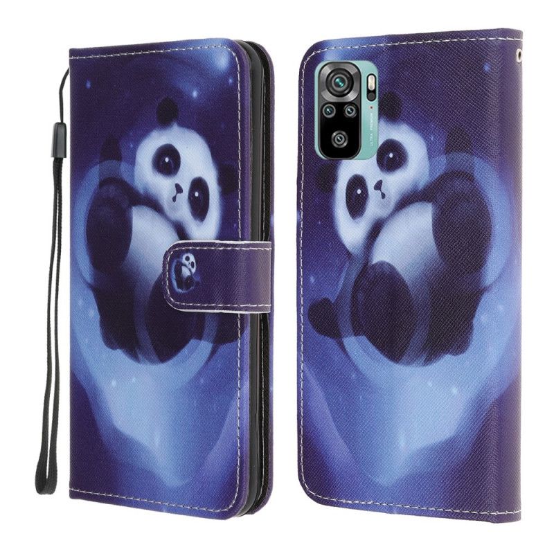 Leren Hoesje Xiaomi Redmi Note 10 / Note 10S Pandaruimte Met String