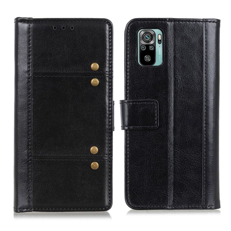 Leren Hoesje Xiaomi Redmi Note 10 / Note 10S Rood Zwart Antiek Leereffect