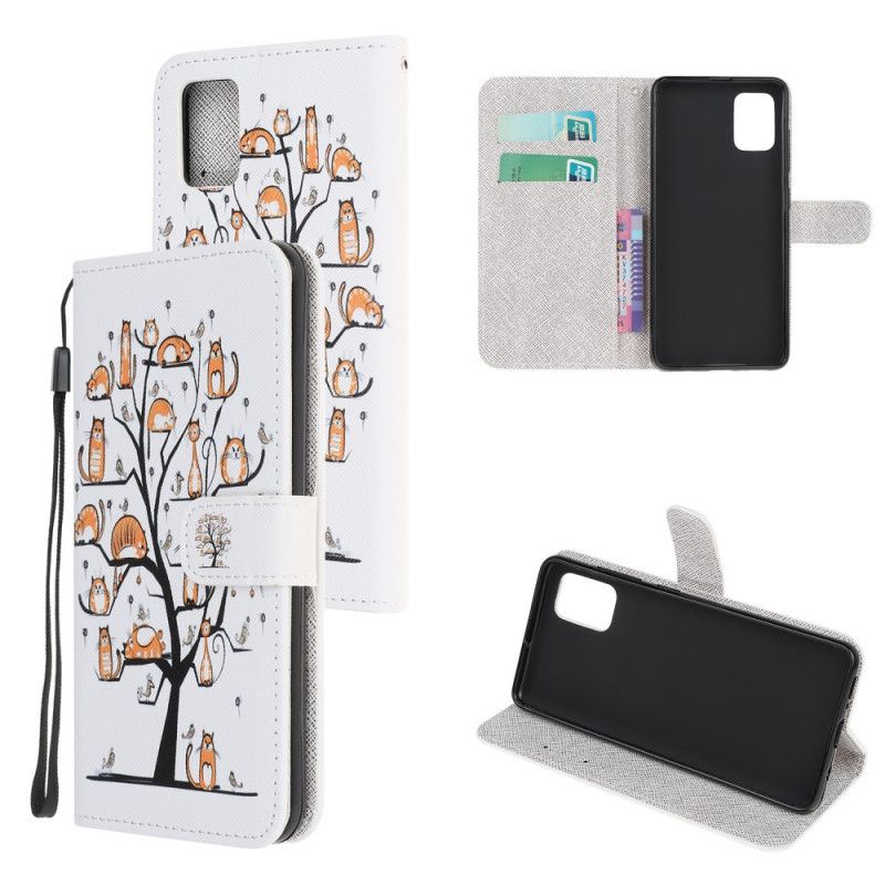 Leren Hoesje Xiaomi Redmi Note 10 / Note 10S Telefoonhoesje Funky String Katten