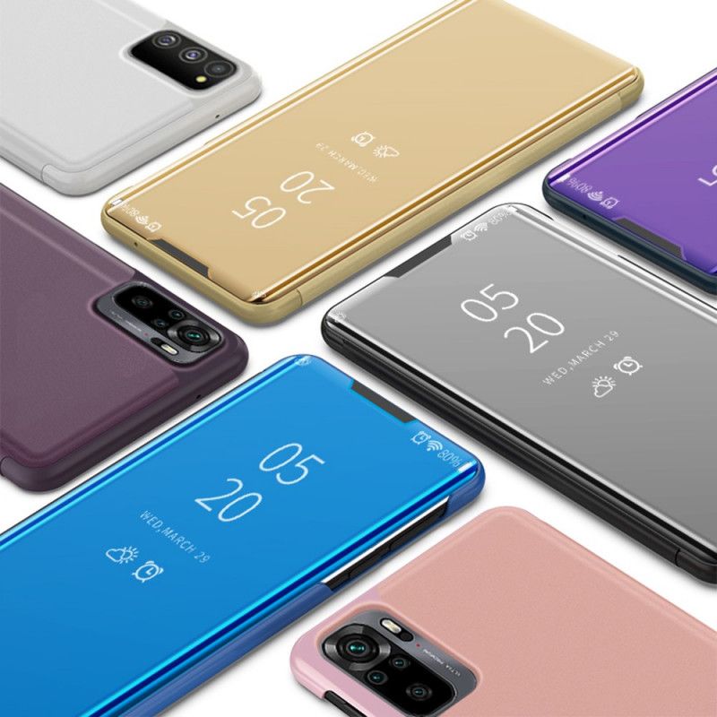 Zichtafdekking Xiaomi Redmi Note 10 / Note 10S Donkerblauw Zwart Spiegel En Kunstleer