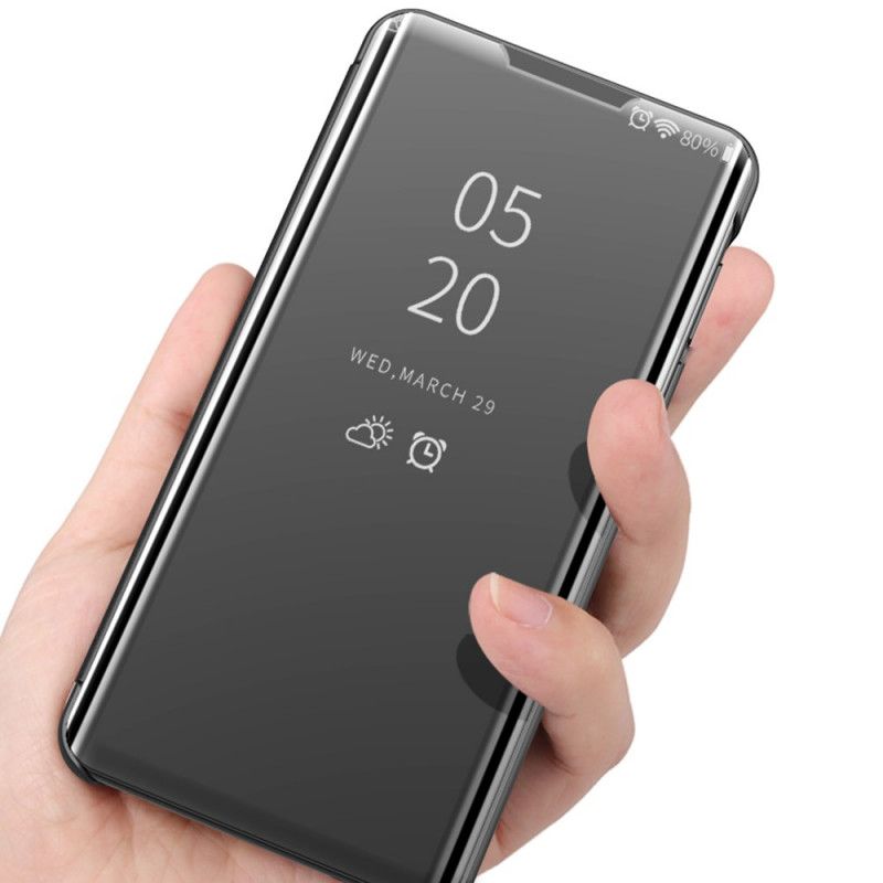 Zichtafdekking Xiaomi Redmi Note 10 / Note 10S Donkerblauw Zwart Spiegel En Kunstleer