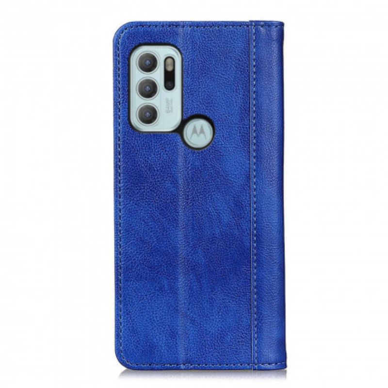 Folio-hoesje Moto G60s Telefoonhoesje Litchi Split-lederen Versie