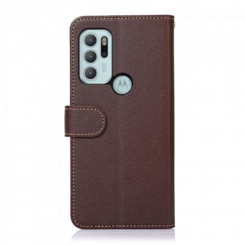 Folio-hoesje Moto G60s Telefoonhoesje Litchi-stijl Rfid Khazneh