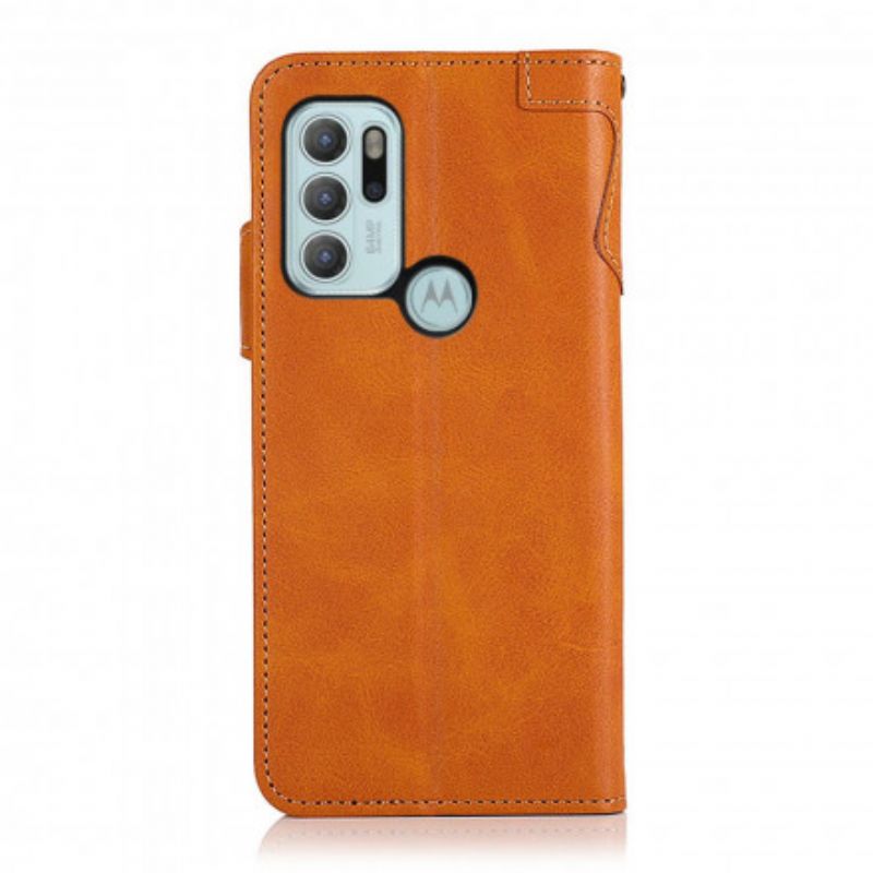 Leren Hoesje Voor Moto G60s Kunstleer Knoop Khazneh
