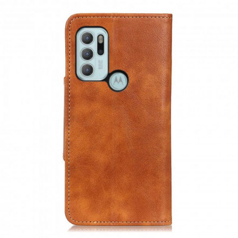Leren Hoesje Voor Moto G60s Kunstleer Knop