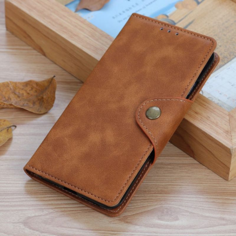 Leren Hoesje Voor Moto G60s Kunstleer Knop