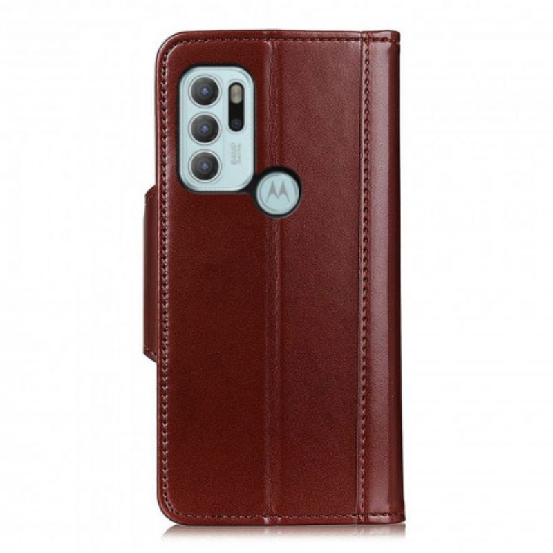 Leren Hoesje Voor Moto G60s Kunstleer Zilveren Sluiting