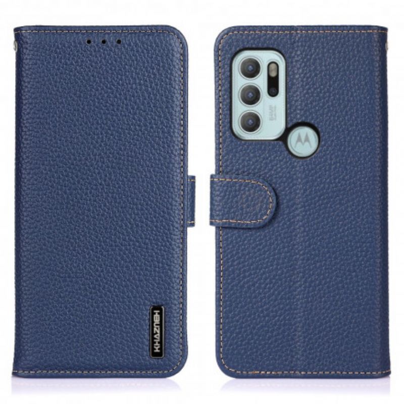 Leren Hoesje Voor Moto G60s Lychee Leer Khazneh