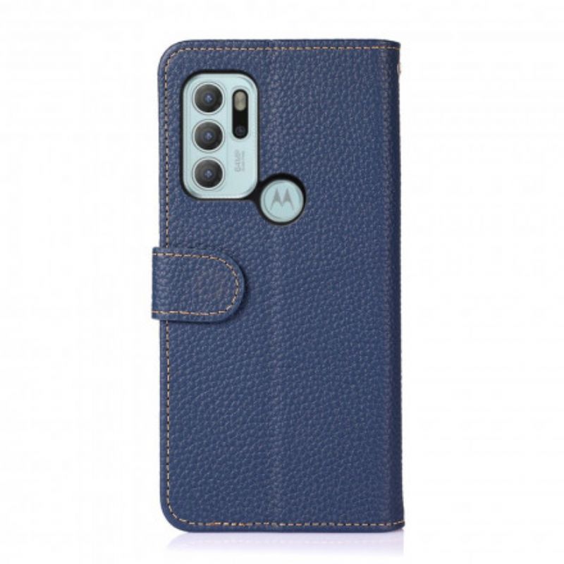 Leren Hoesje Voor Moto G60s Lychee Leer Khazneh
