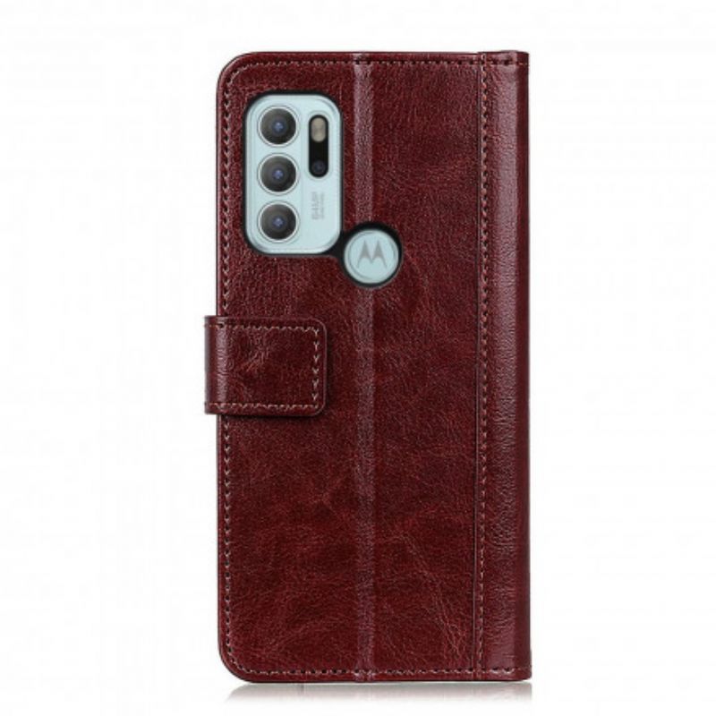 Leren Hoesje Voor Moto G60s Versie Met Antiek Leereffect