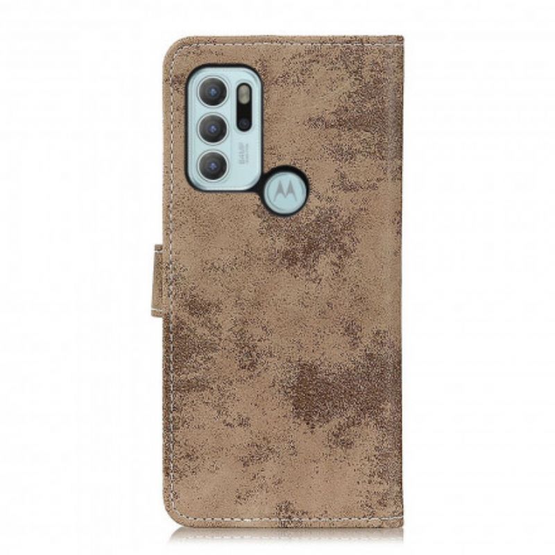 Leren Hoesje Voor Moto G60s Vintage Kunstleer