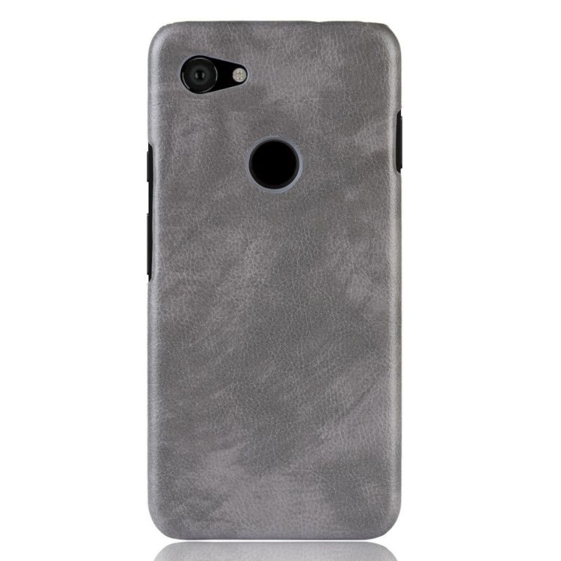Case Hoesje Google Pixel 3A Grijs Zwart Telefoonhoesje Performance Lychee Leereffect