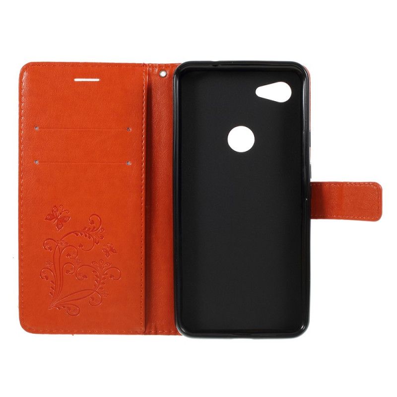 Cover Folio-hoesje Google Pixel 3A Rood Grijs Telefoonhoesje Reuze String Vlinders