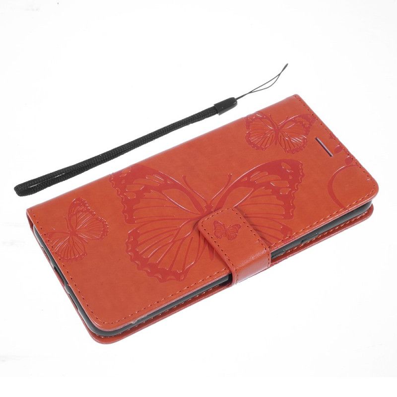 Cover Folio-hoesje Google Pixel 3A Rood Grijs Telefoonhoesje Reuze String Vlinders