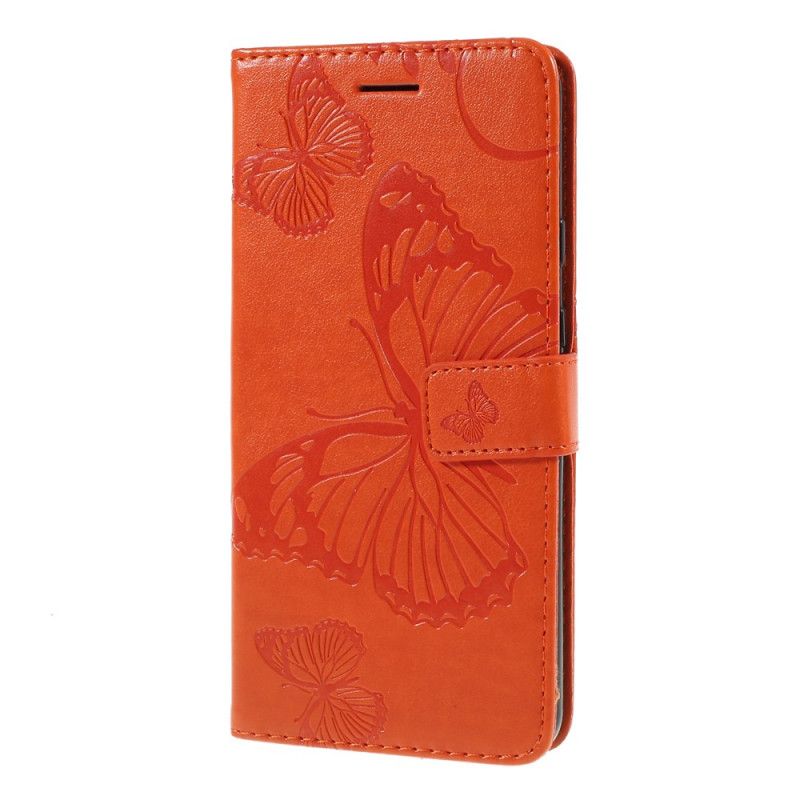Cover Folio-hoesje Google Pixel 3A Rood Grijs Telefoonhoesje Reuze String Vlinders