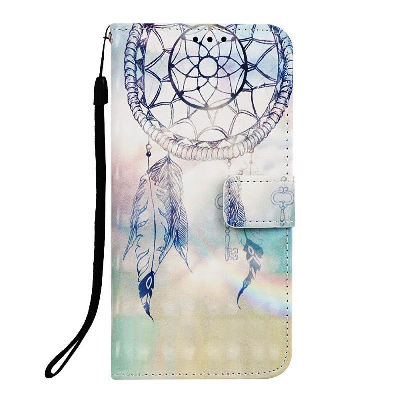 Flip Case Leren Google Pixel 3A Lichtblauw Rood Aquarel Dromenvanger