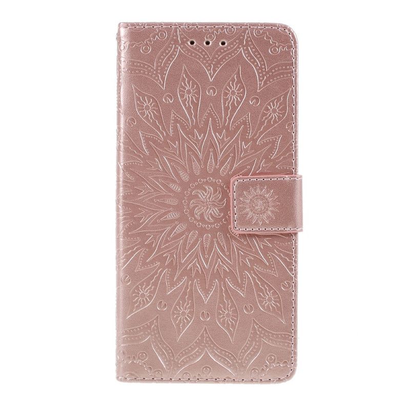 Flip Case Leren Google Pixel 3A Magenta Grijs Zonnebloem