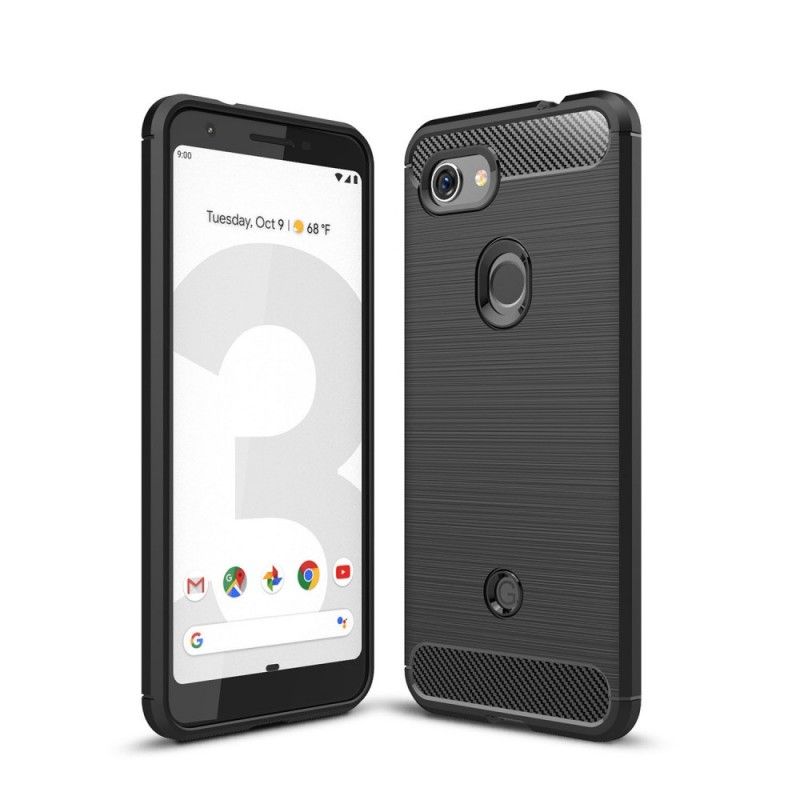 Hoesje Google Pixel 3A Rood Zwart Geborsteld Koolstofvezel