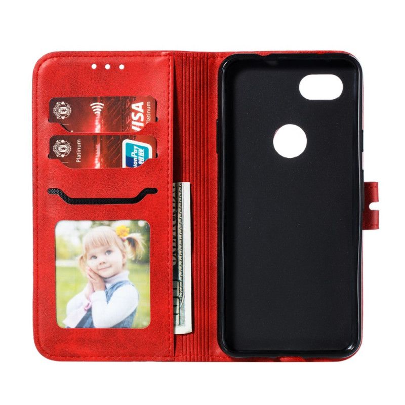 Leren Hoesje Google Pixel 3A Grijs Zwart Telefoonhoesje Kitten Imitatieleer