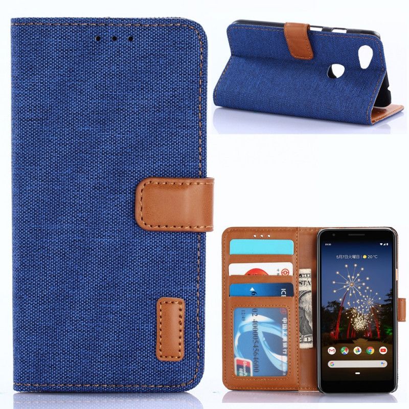 Leren Hoesje Google Pixel 3A Lichtblauw Donkerblauw Spijkerbroek