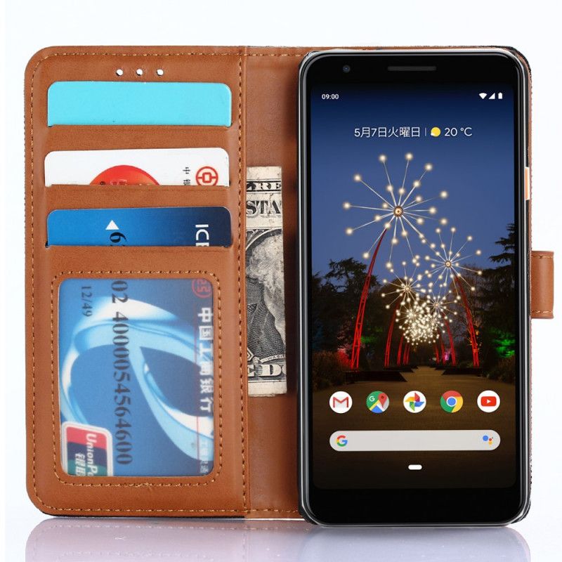 Leren Hoesje Google Pixel 3A Lichtblauw Donkerblauw Spijkerbroek