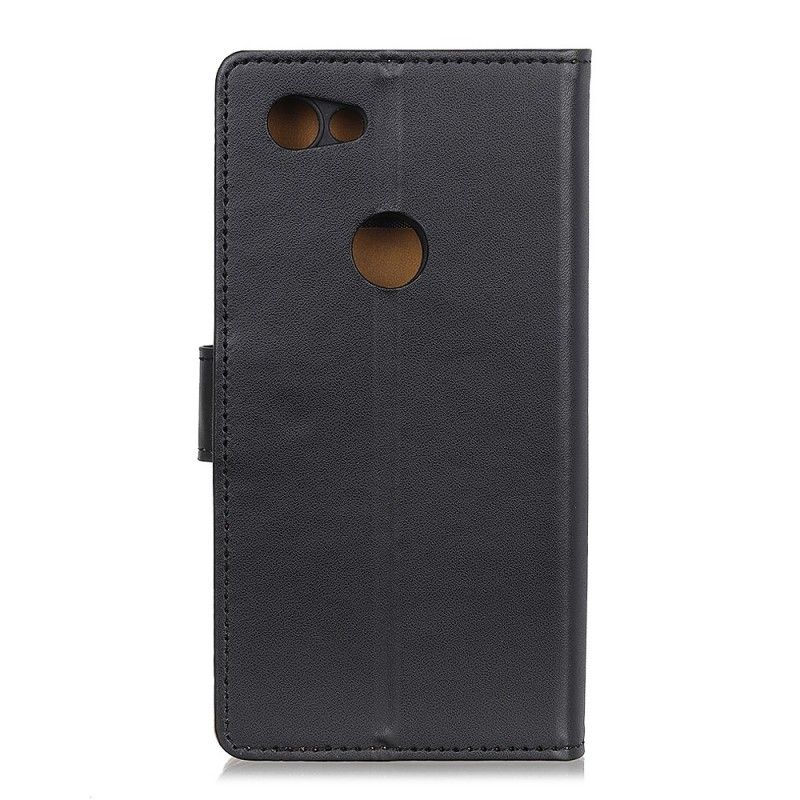 Leren Hoesje Google Pixel 3A Marineblauw Zwart Eenvoudig Kunstleer
