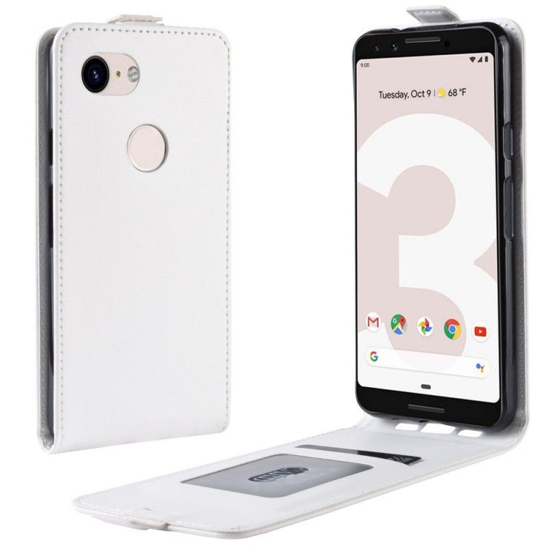 Leren Hoesje Google Pixel 3A Wit Zwart Opvouwbaar