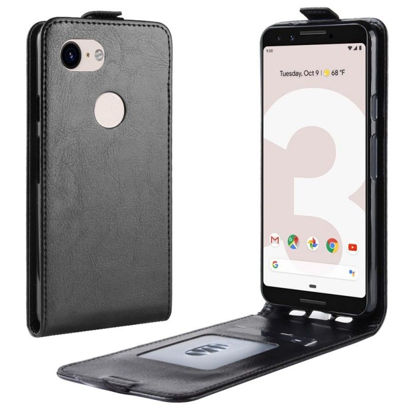 Leren Hoesje Google Pixel 3A Wit Zwart Opvouwbaar