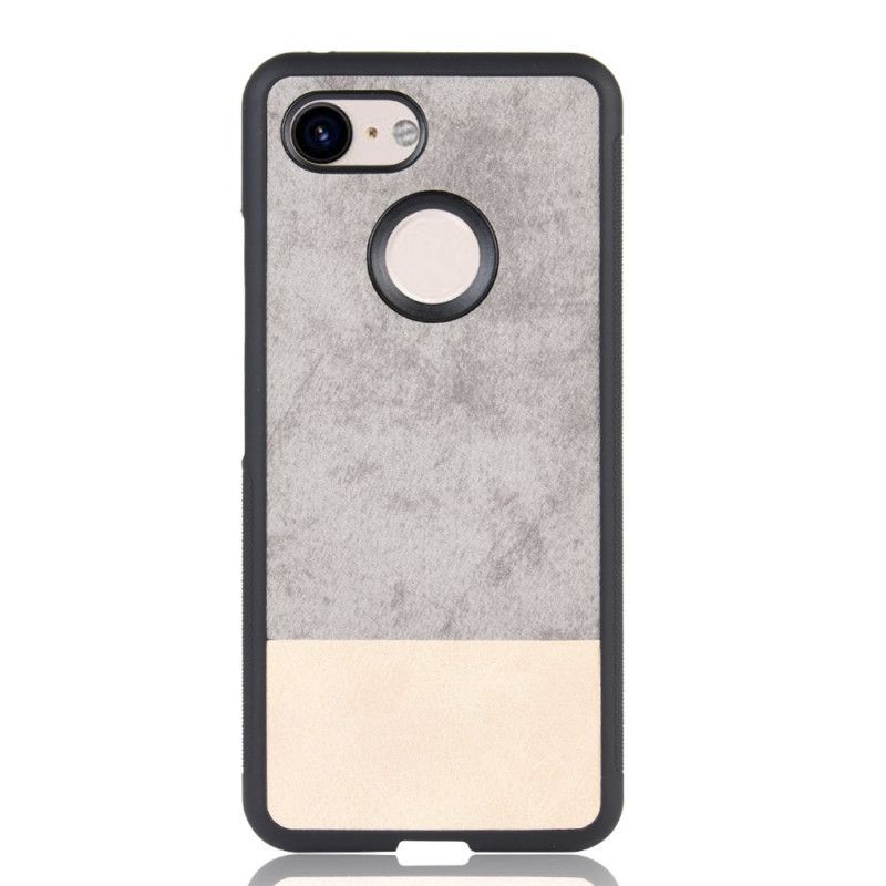 Cover Hoesje Google Pixel 3 Grijs Zwart Telefoonhoesje Tweekleurig Kunstleer
