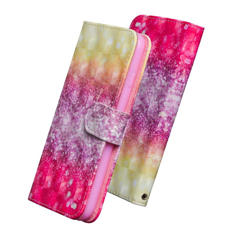Flip Case Leren Google Pixel 3 Magenta Glitterverloop