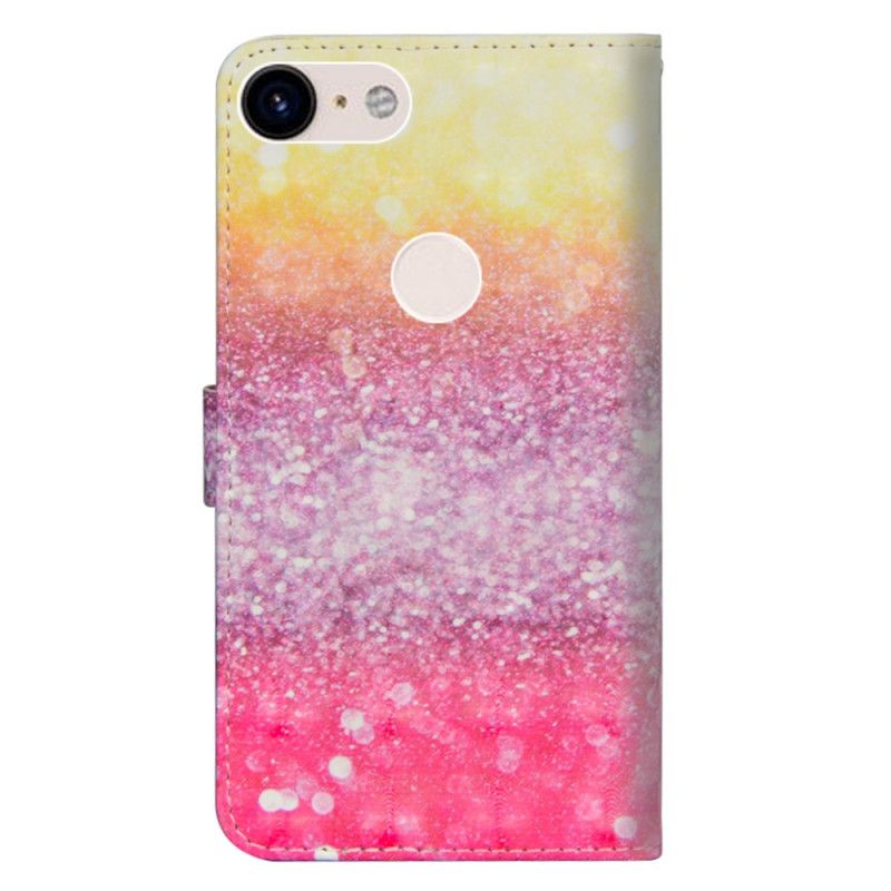 Flip Case Leren Google Pixel 3 Magenta Glitterverloop